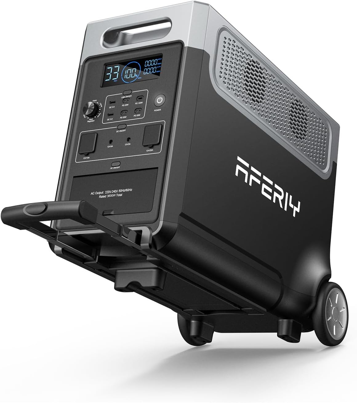 AFERIY Station électrique portable 3600W 3840Wh - Générateur solaire batterie LiFePO4 extensible 11520Wh - Alimentation 230V pour camping voyage et panne de courant