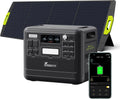FOSSiBOT F2400 - Station électrique LiFePO4 2048 Wh avec panneau solaire 200 W - Puissance 2400 W tension 230 V - 3 sorties CA sinusoïdales pour camping et maison