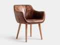Chaise de salle à manger avec accoudoirs - Simili cuir-Bois - 66x67x84 cm - Marron foncé-Bois clair - Style industriel