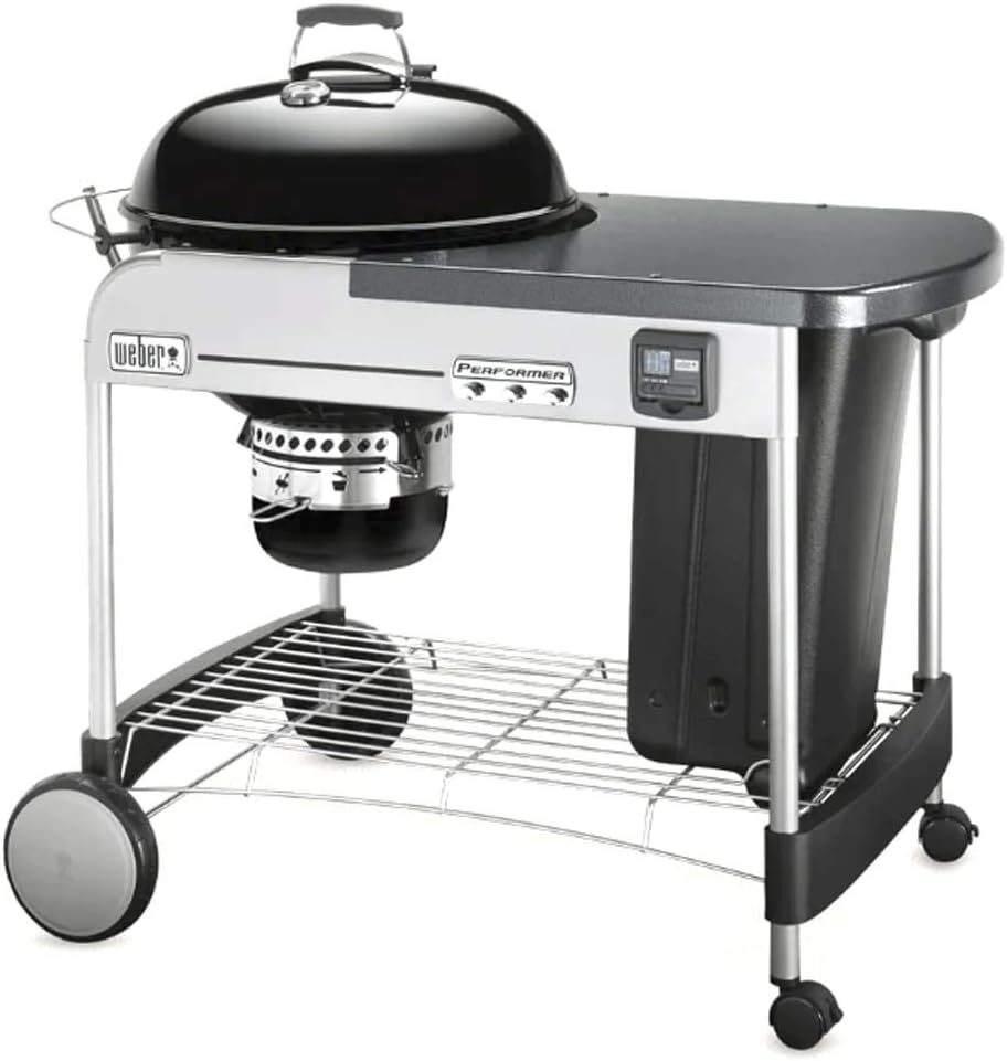 Weber Performer Premium GBS Barbecue à charbon - Grille Gourmet BBQ System diamètre 57 cm - Barbecue extérieur noir avec thermomètre intégré
