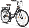 Chillaxx Bike Strada Premium - Vélo de ville 28 pouces cadre acier allié - Noir et marron 21 vitesses - Béquille sonnette poignée tournante et outils inclus
