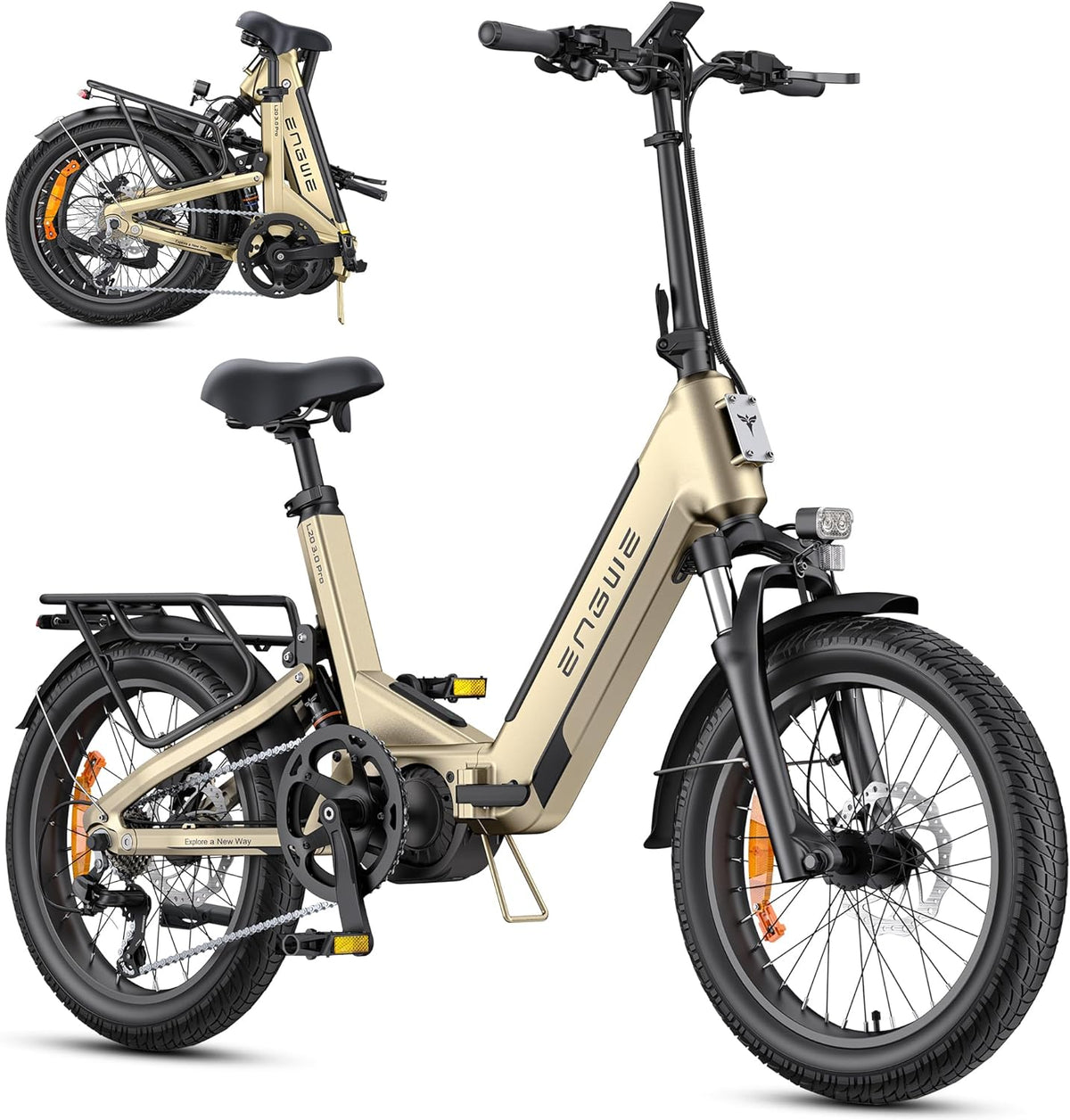 ENGWE Vélo électrique adulte avec APP IOT - Ebike jaune batterie 48V 15Ah autonomie jusqu'à 160 km - Pneus 20 pouces capteur de couple freins hydrauliques