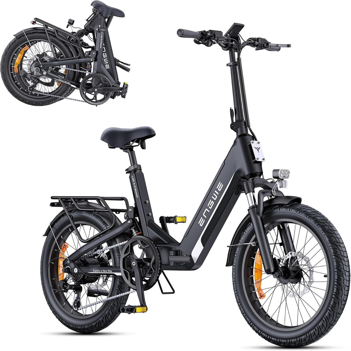 ENGWE Vélo électrique adulte - E Bike noir pneus 20 x 3 pouces suspension intégrale - Batterie 48 V 13,5 Ah autonomie jusqu'à 135 km - 7 vitesses application et freins hydrauliques