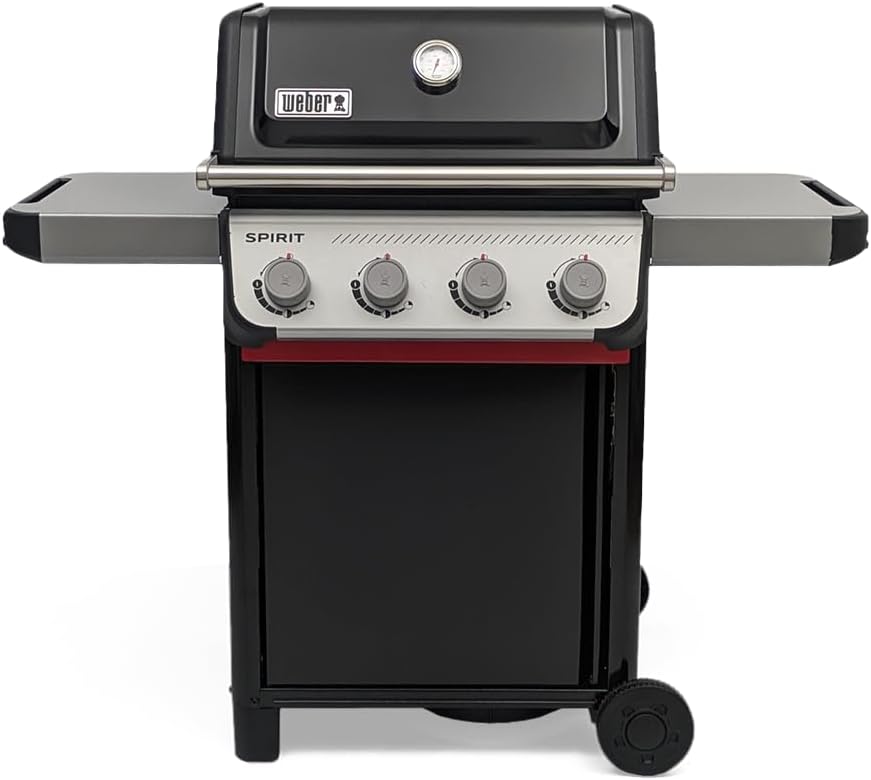 Weber Spirit E-410 Barbecue à gaz 4 brûleurs - Grille chaleur uniforme avec roues durables - Surface cuisson 51 x 46 cm compatible rails latéraux Works