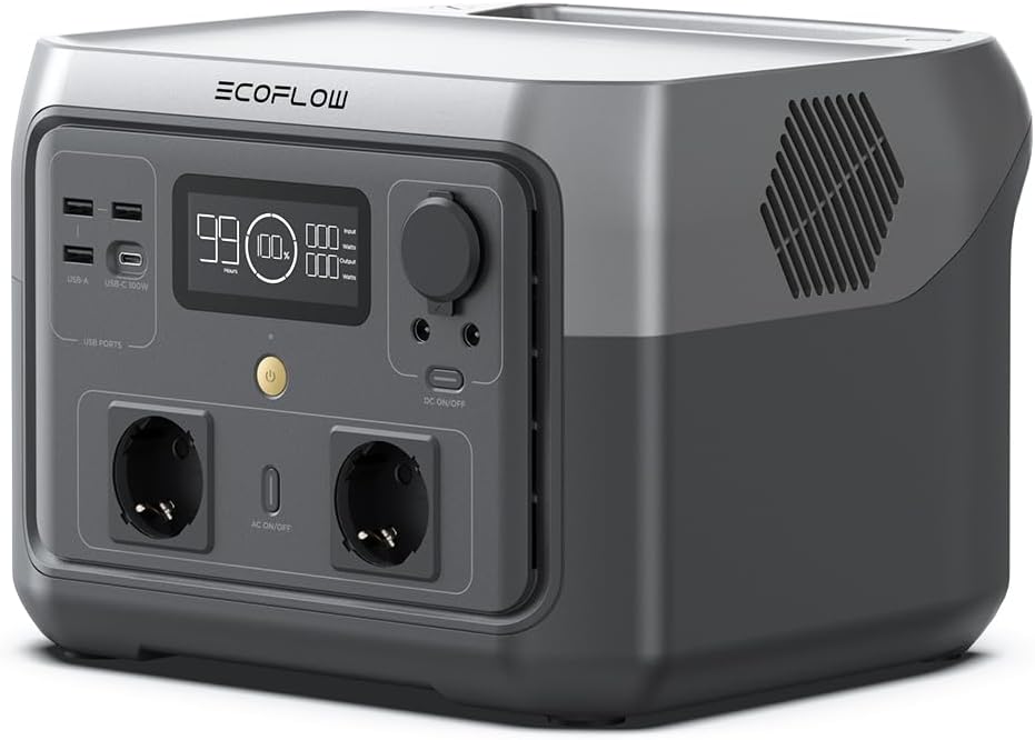 EcoFlow River 2 Max - Station électrique portable LiFePO4 512 Wh - Sortie jusqu'à 1000 W X Boost et tension 220 V - Recharge 1 heure pour camping et maison