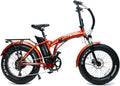 EMotorad Toledo - Vélo électrique pliable adulte pneus 20 x 4 pouces - Orange aluminium 7 vitesses - Moteur 250 W batterie 36 V 13 Ah et écran LCD