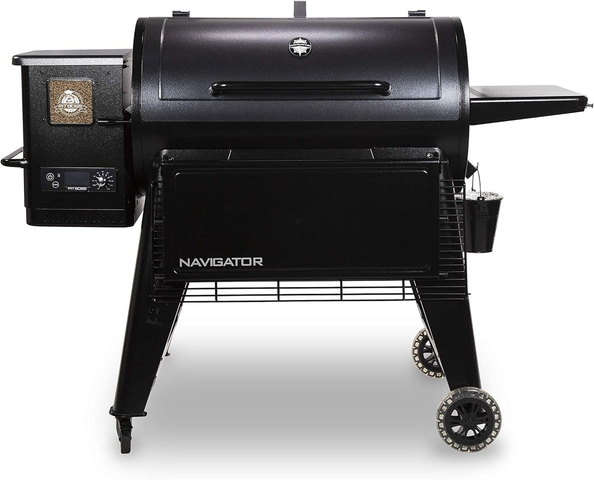 Pit Boss Navigator 1150 - Barbecue à granulés de bois en acier - Noir 137,5 x 62 x 56 cm - Écran numérique et ventilateur réglable pour griller et fumer