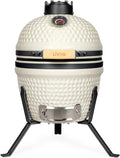 Livoo DOC330 Barbecue fumoir Kamado au charbon - Corps céramique beige avec grille cuisson diamètre 27 cm - Fumoir compact avec déflecteur chaleur
