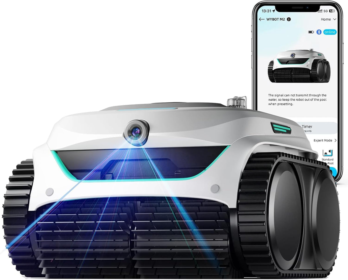 WYBOT C2 Vision AI Robot piscine sans fil - Aspirateur piscine sol et mur avec caméra intelligente - Filtration double couche aspiration puissante pour piscine enterrée 180 m²