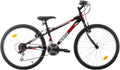 Multibrand Tempo - VTT enfant 24 pouces cadre aluminium - Noir et rouge 18 vitesses pour taille 130 à 155 cm - Freins V Brake et réflecteur