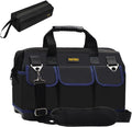 FASTECH - Sac à outils 45,7 cm en tissu Oxford - Bleu foncé avec grande ouverture et bandoulières - Rangement étanche robuste à compartiment unique