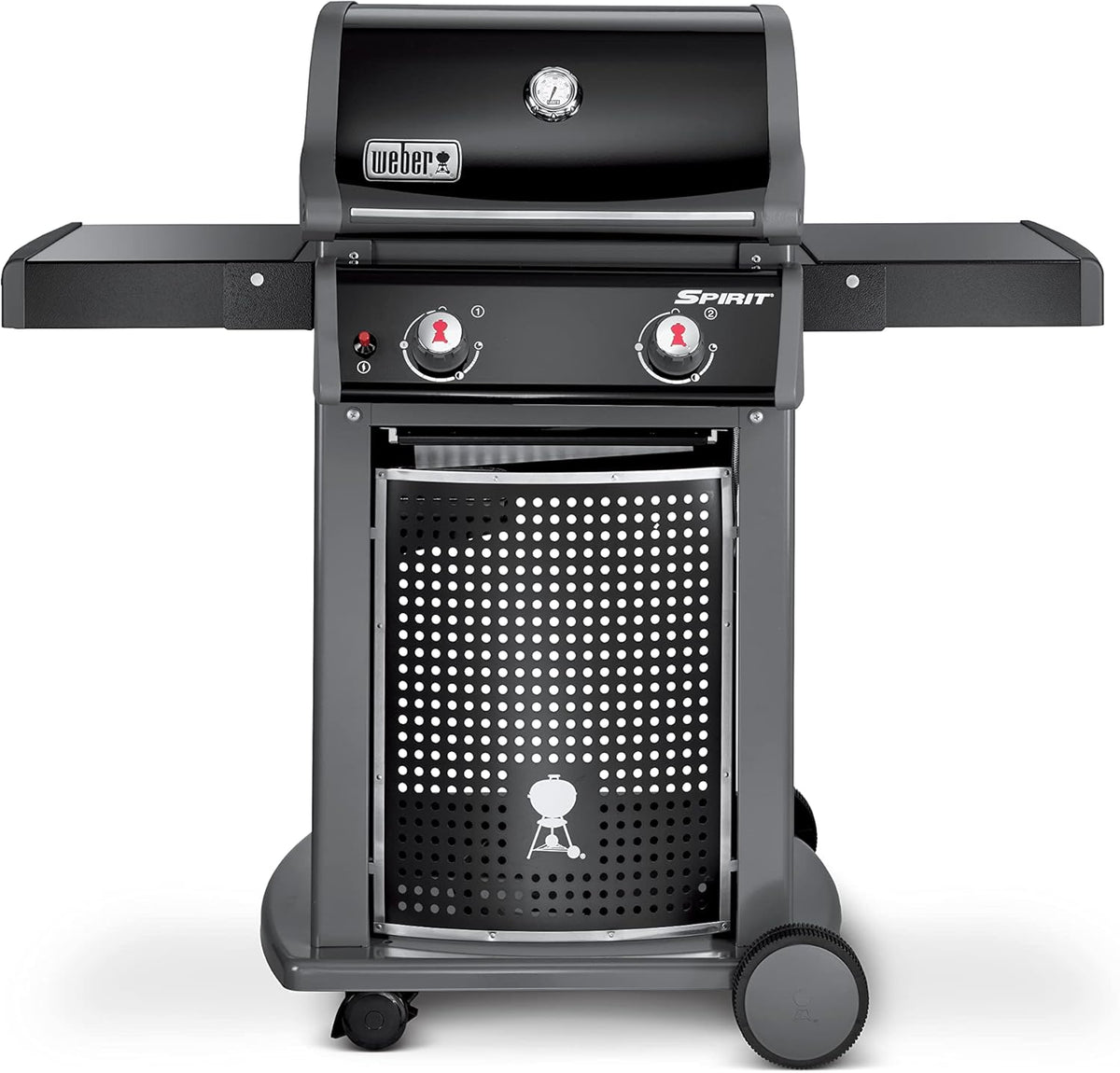 Weber Spirit E-310 - Barbecue à gaz 3 brûleurs avec grille de réchauffage - Noir et argent 83 x 66 x 53,5 cm - Surface 51 x 46 cm et tablettes Weber Works