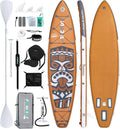 FunWater Paddle gonflable 350 cm - Stand Up Paddle PVC finition noyer gris - Charge maximale 180 kg pour tous niveaux - Siège pagaie pompe et 3 ailerons