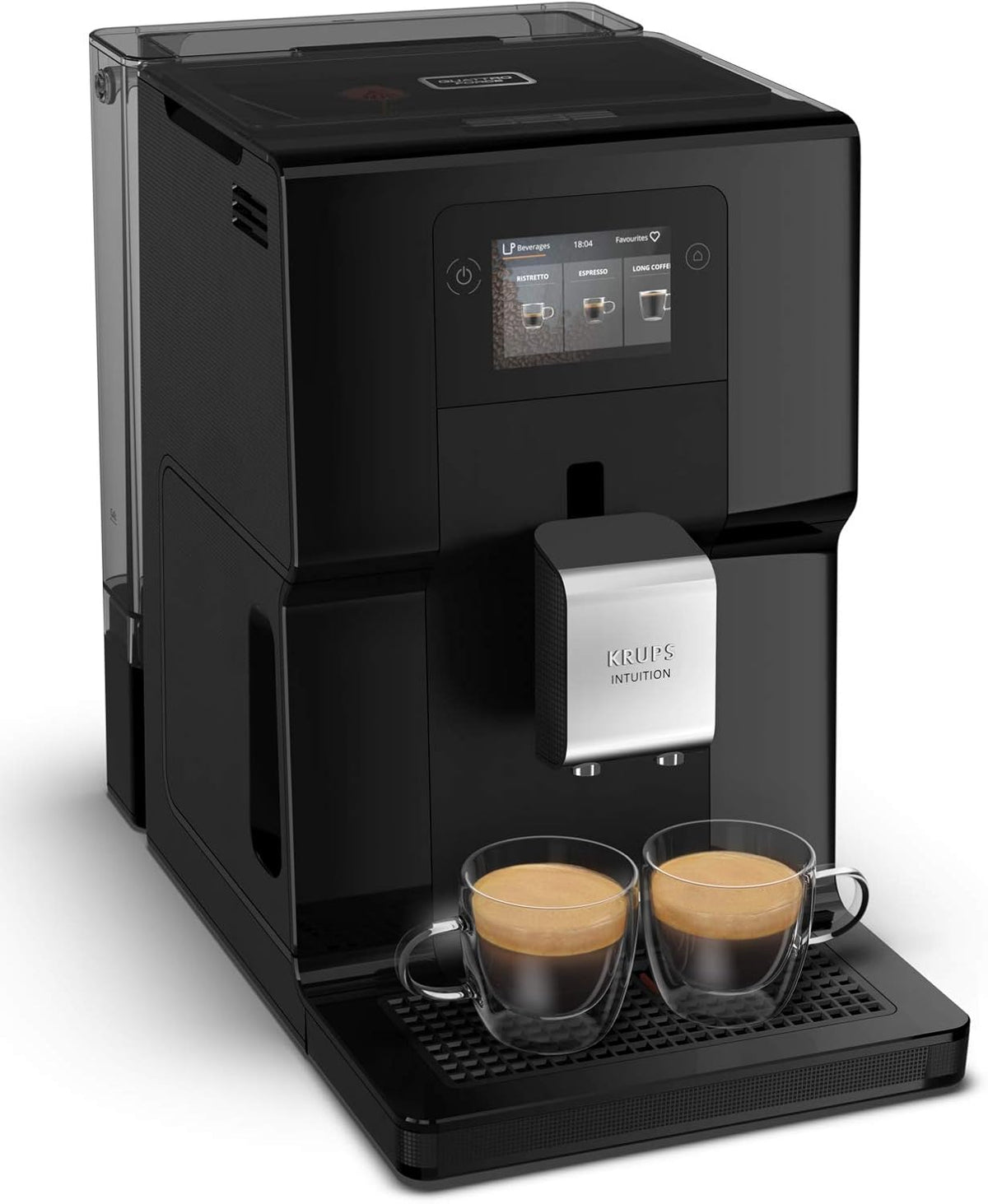 Krups Intuition Préférence EA873810 Machine à café grains automatique - Écran tactile couleur et 11 recettes - Moulin intégré et mousseur à lait noir