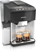 SIEMENS EQ500 TQ513R01 Machine à café automatique espresso - AromaDouble Shot et ceramDrive - AutoMilk Clean avec fonction double tasse noir argent