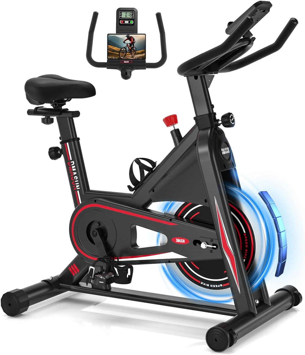 DMASUN Vélo d'appartement magnétique silencieux - Vélo fitness intérieur avec écran LCD résistance réglable - Selle confortable charge maximale 160 kg