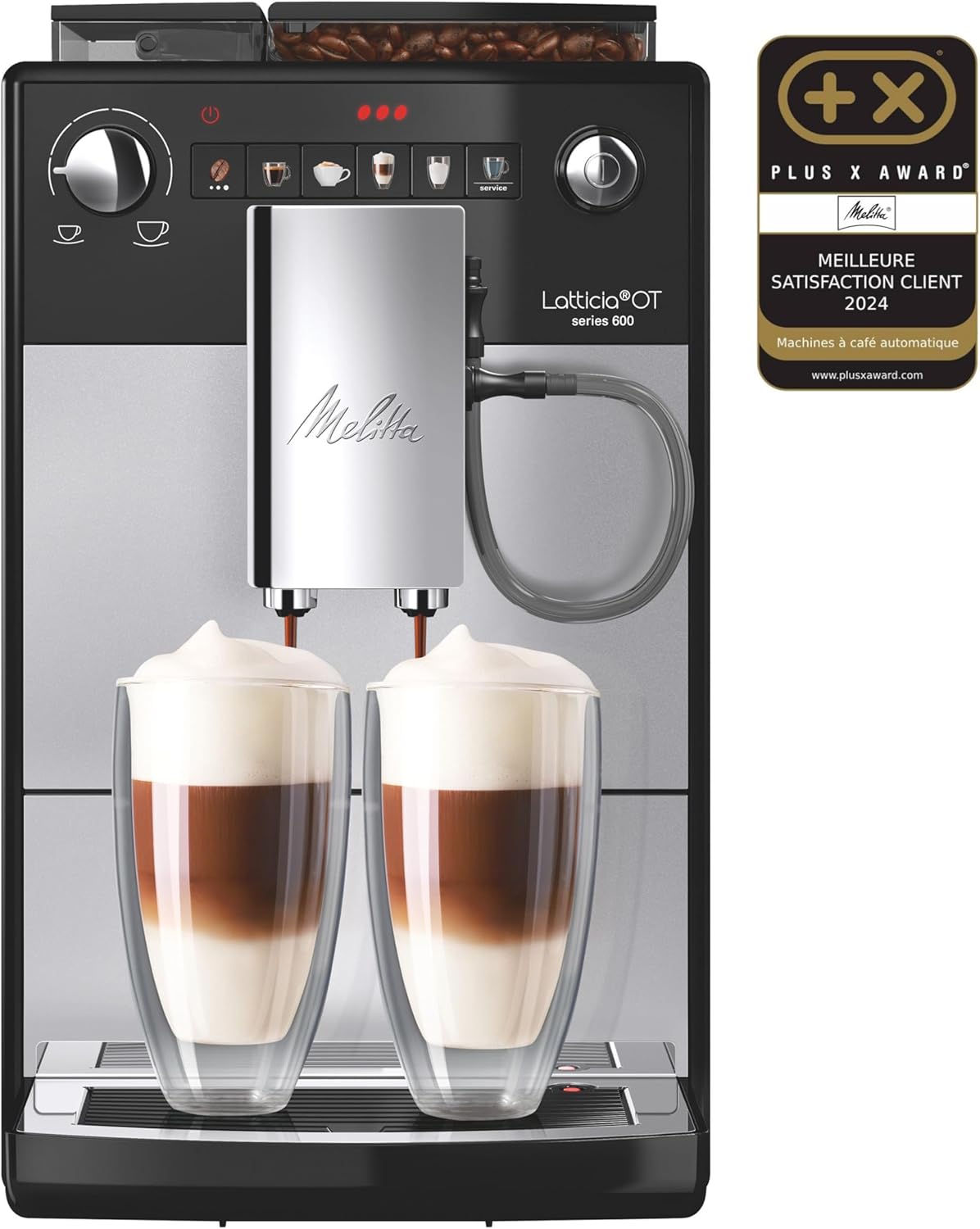 Melitta Latticia One Touch F300-101 Machine à café grains automatique - Broyeur intégré et système Latte Perfection - Mode 1 à 2 tasses 1450 W