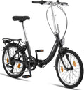 Licorne Bike Fold Premium - Vélo pliant adulte cadre aluminium 28 pouces - Noir anthracite 6 vitesses - Système Quick Fold porte bagage béquille et sonnette