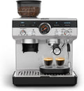 Krups Precision XP801T10 Machine espresso manuelle avec moulin intégré - 30 niveaux de mouture et buse vapeur - Cafetière barista argent