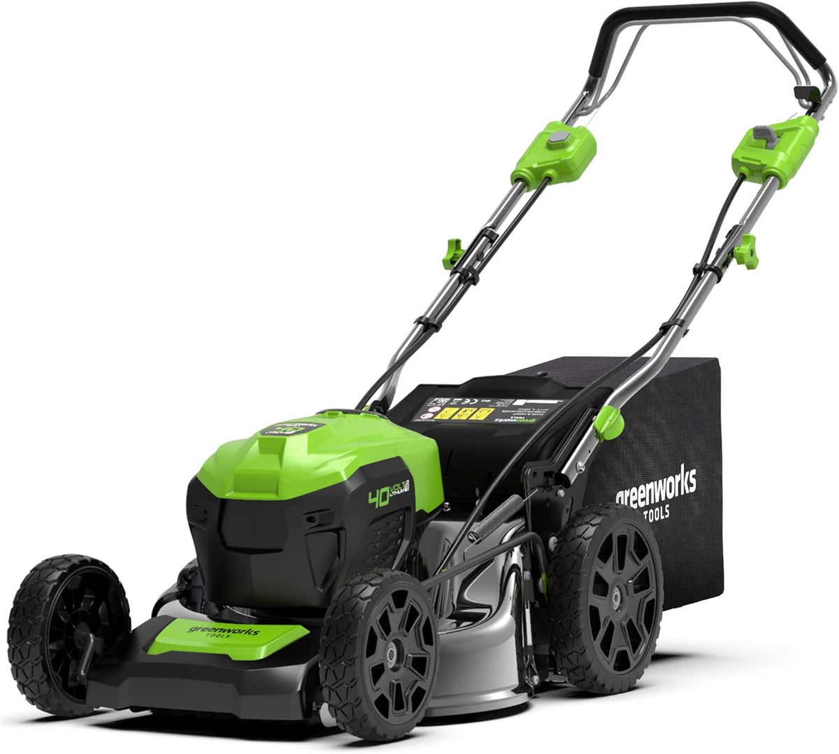 Greenworks GD40LM46SP Tondeuse à gazon sans fil autopropulsée 40V - Moteur sans brosse coupe 46cm - Bac 55L sans batterie ni chargeur