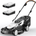 Litheli Tondeuse à gazon sans fil 43cm - Moteur Brushless avec 2 batteries 20V 4Ah - Bac 40L et hauteur réglable 25 à 75mm