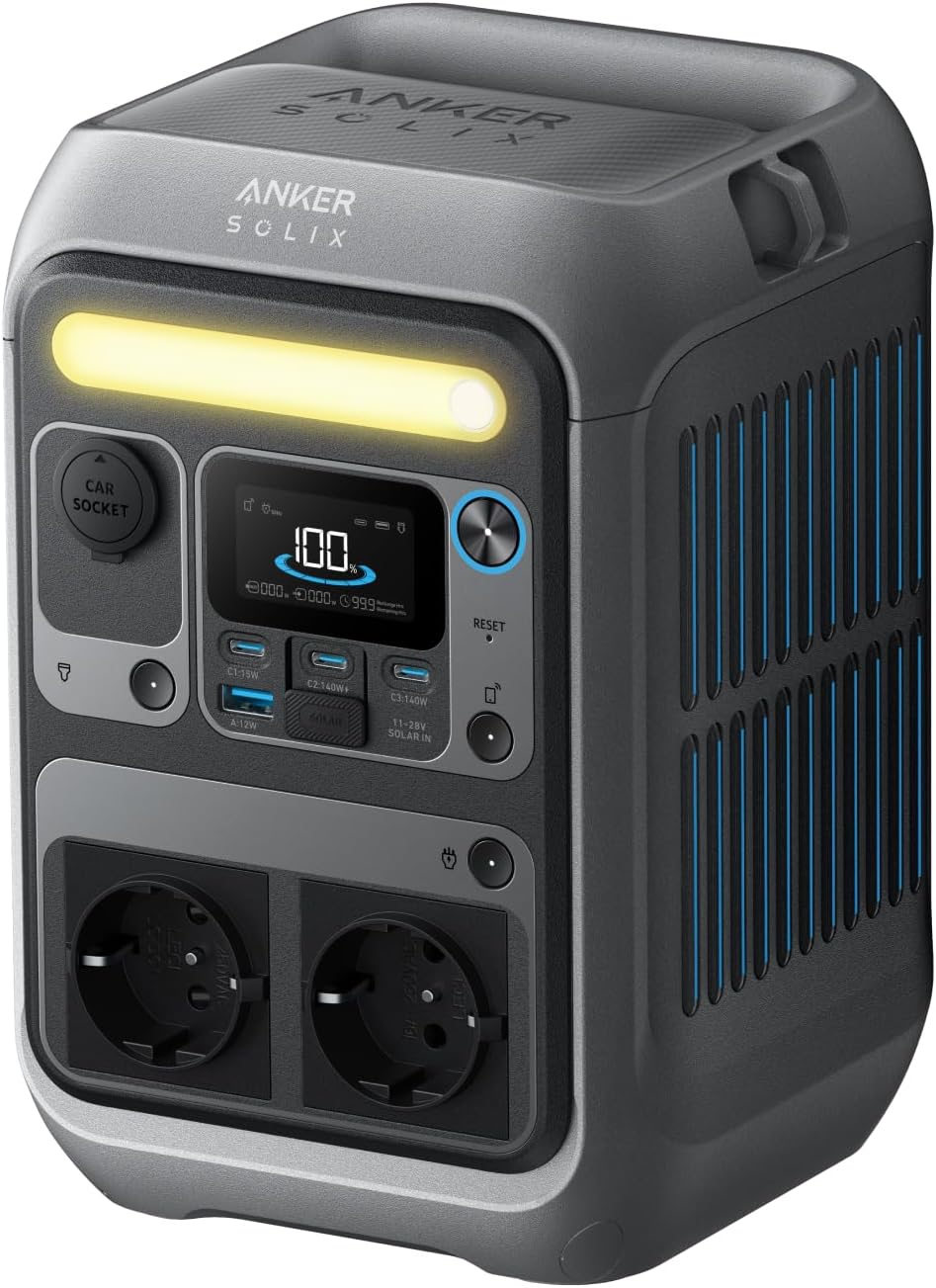 Anker SOLIX C300 Station électrique portable 288Wh - Générateur solaire batterie LiFePO4 300W puissance crête 600W - Batterie nomade camping voyages et urgences