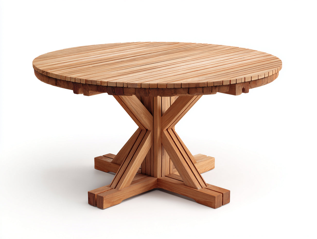 Table de jardin- bois- 130x130x76 cm- bois naturel- rustique contemporain