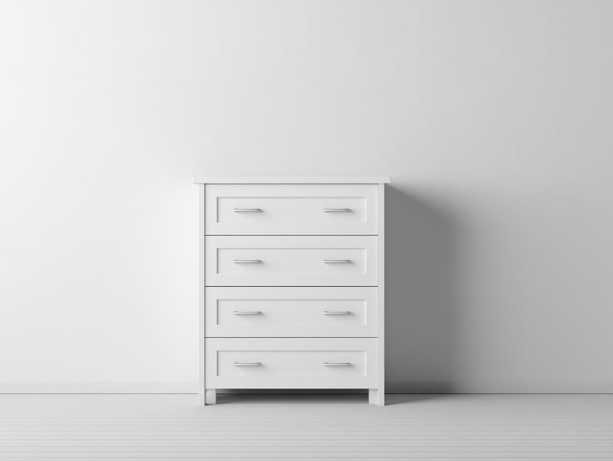Commode - bois manufacturé-métal - 84x42x102 cm - blanc - contemporain sobre