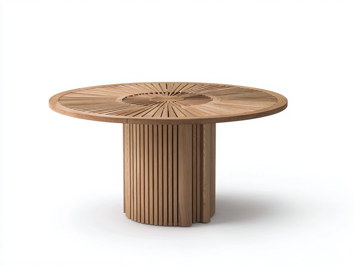Table de jardin- bois- 145x145x75 cm- bois naturel- design graphique