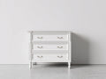 Commode - bois manufacturé-métal - 96x44x87 cm - blanc - classique raffiné