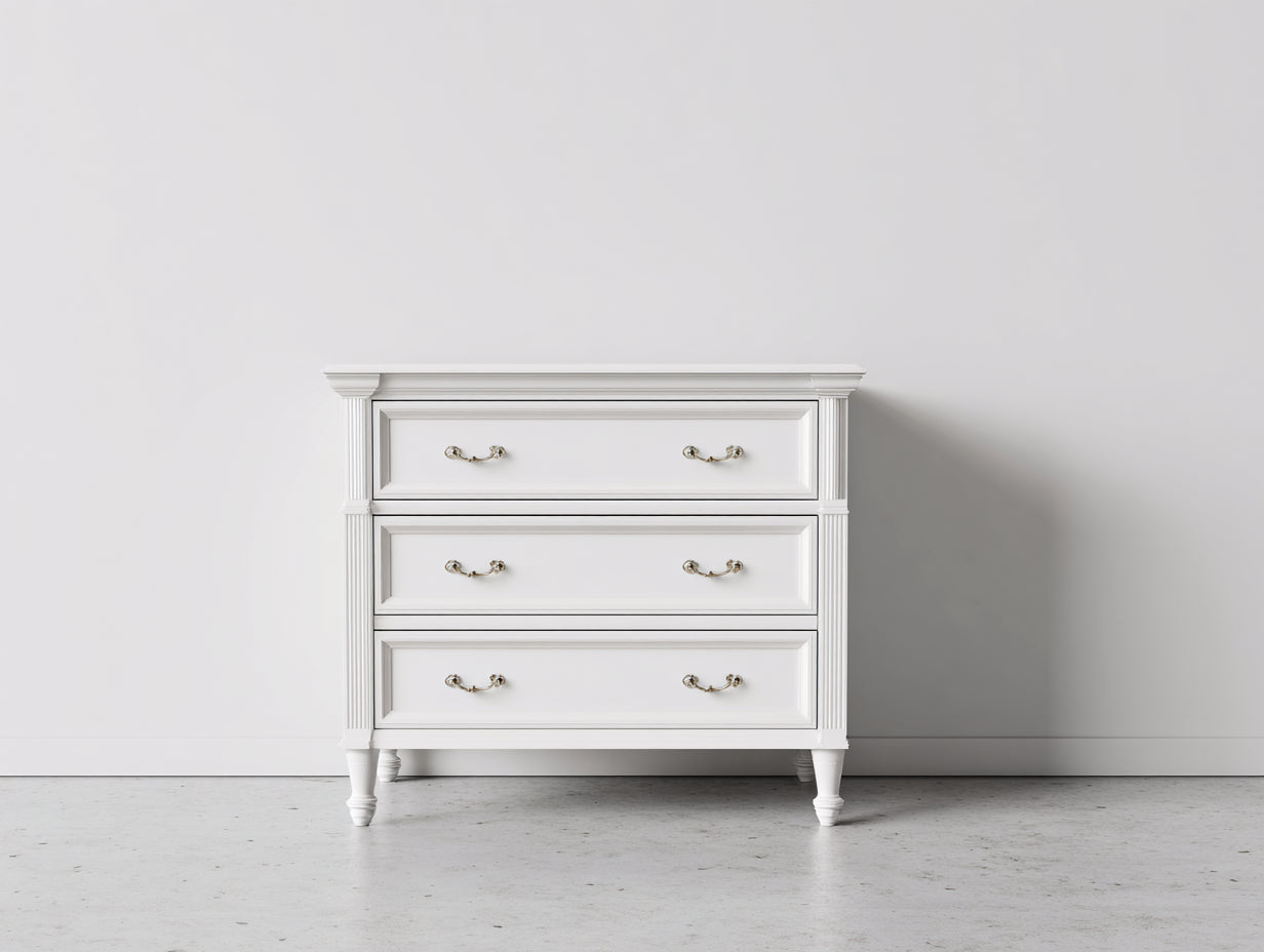 Commode - bois manufacturé-métal - 96x44x87 cm - blanc - classique raffiné