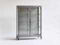 Vitrine - métal-verre - 88x40x156 cm - gris acier - industriel