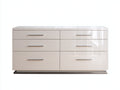 Commode - bois manufacturé-métal - 142x45x78 cm - blanc cassé - contemporain brillant
