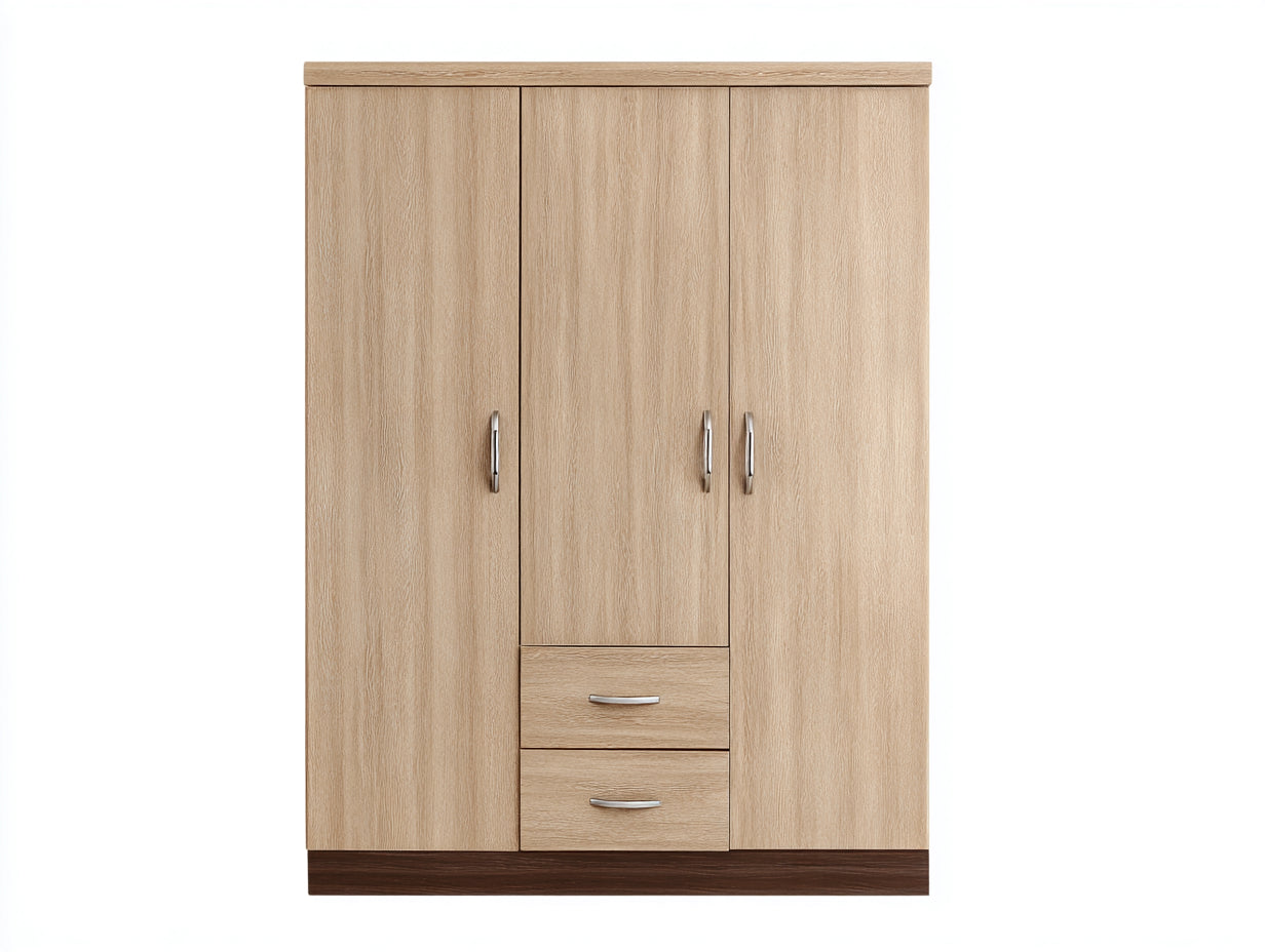 Armoire - mélaminé-métal - 122x52x181 cm - chêne clair-brun foncé - contemporain