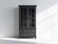 Vitrine - bois-verre-métal - 96x42x198 cm - gris anthracite - classique