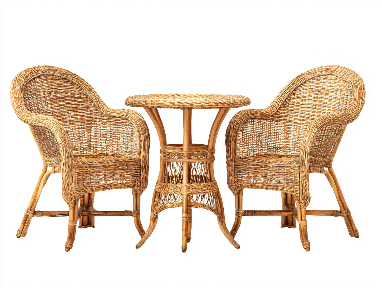 Salon de jardin pour terrasse - rotin - 72x68x88 cm - beige naturel - style campagne