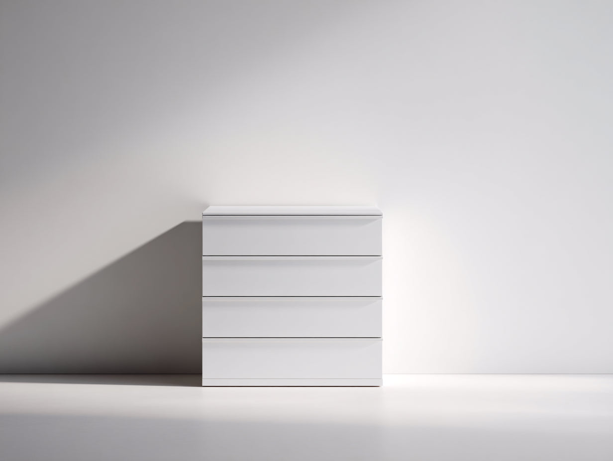Commode - bois manufacturé - 74x40x90 cm - blanc - minimaliste contemporain