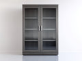 Vitrine - bois-verre-métal - 82x38x146 cm - gris anthracite - moderne