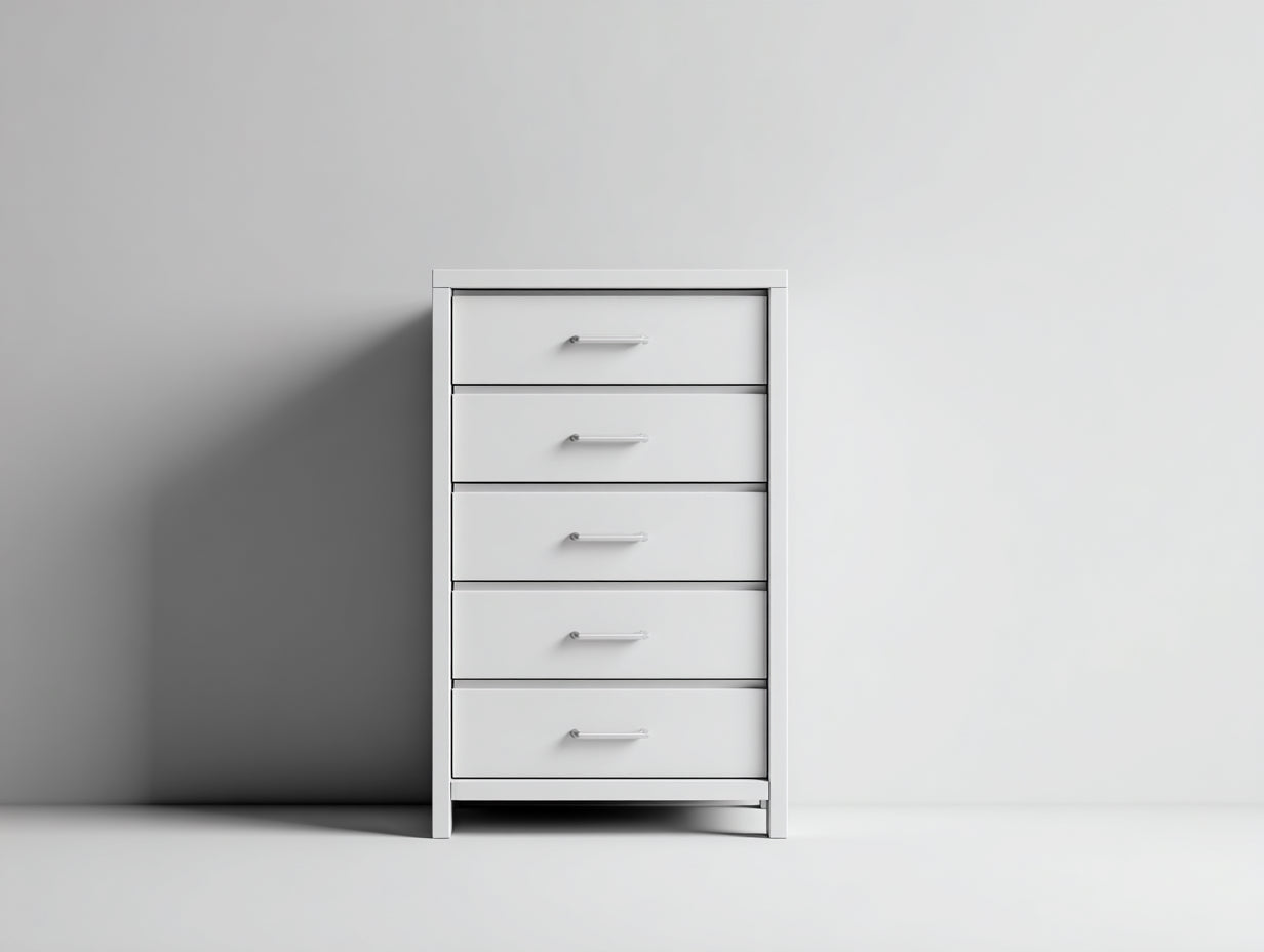 Commode - bois manufacturé-métal - 62x39x112 cm - blanc - moderne compact