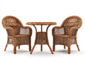 Salon de jardin pour terrasse - rotin - 74x70x90 cm - marron - style bistrot