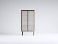 Vitrine - bois-verre-métal - 76x34x172 cm - chêne clair-noir - scandinave