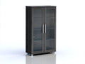 Vitrine - bois-verre-métal - 82x38x121 cm - gris foncé - moderne