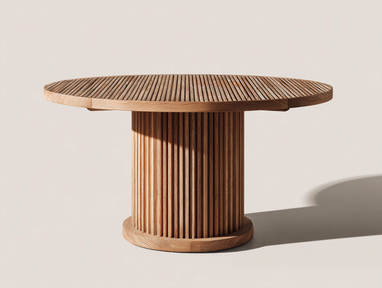 Table de jardin- bois- 140x140x75 cm- bois naturel- design contemporain