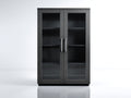 Vitrine - bois-verre-métal - 80x37x132 cm - gris foncé - moderne