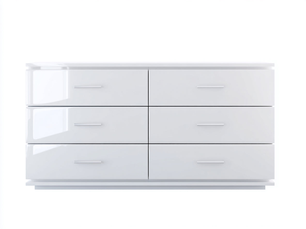 Commode - bois manufacturé-métal - 156x46x76 cm - blanc - contemporain brillant