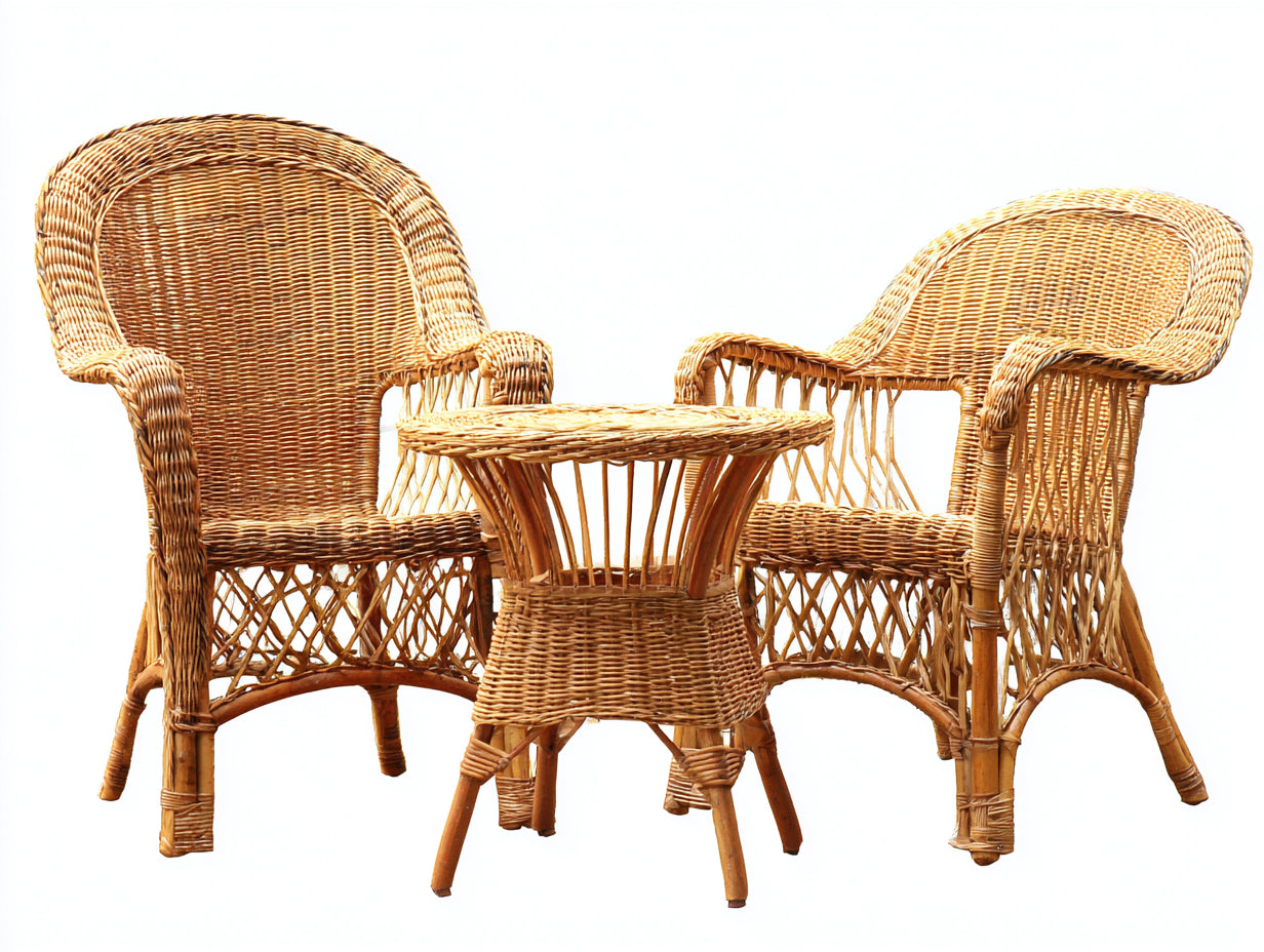 Salon de jardin pour terrasse - rotin - 76x71x92 cm - beige miel - style naturel